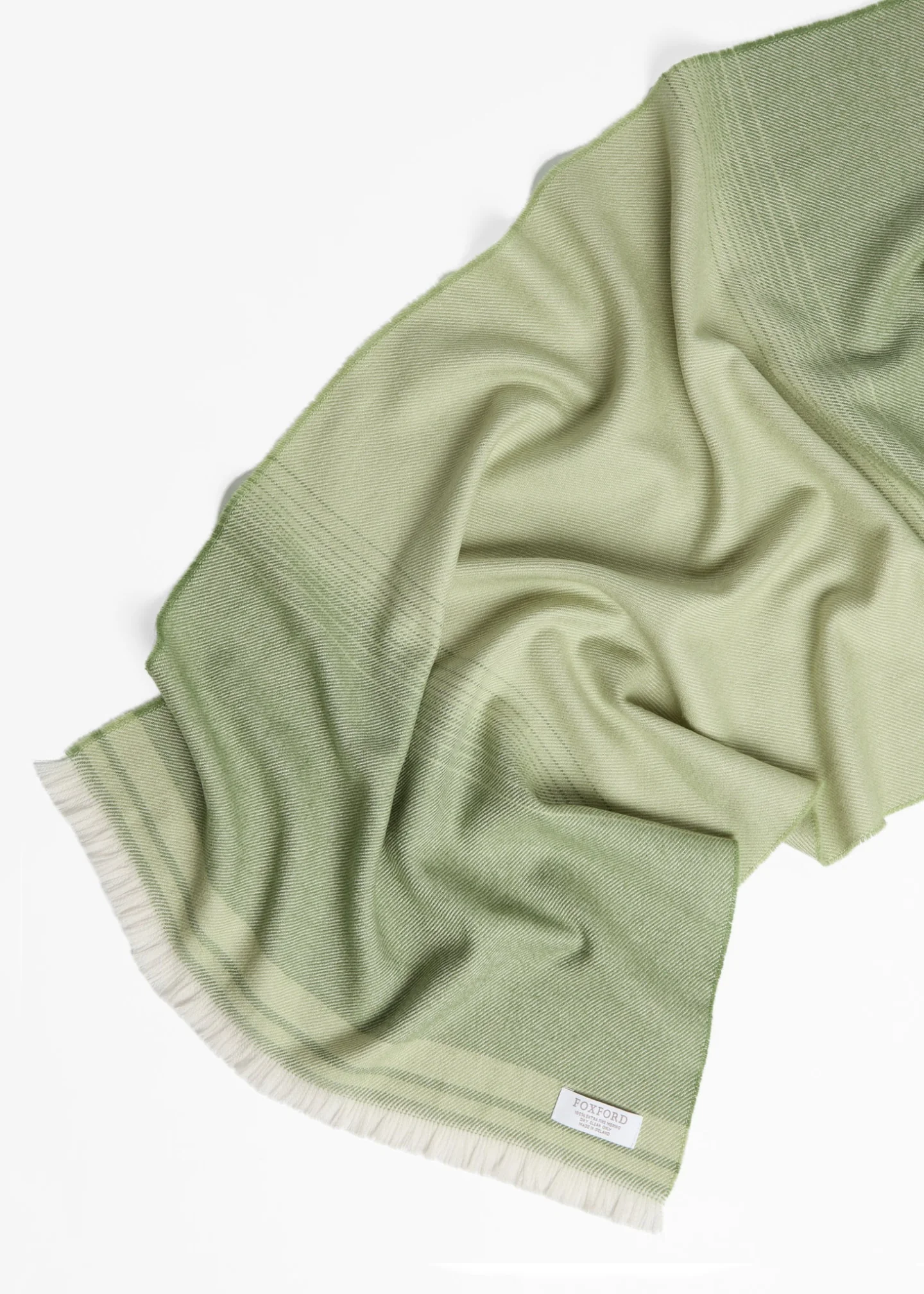 Foxford Blanket Edge Green Extra-Fine Merino Scarf - Image 3