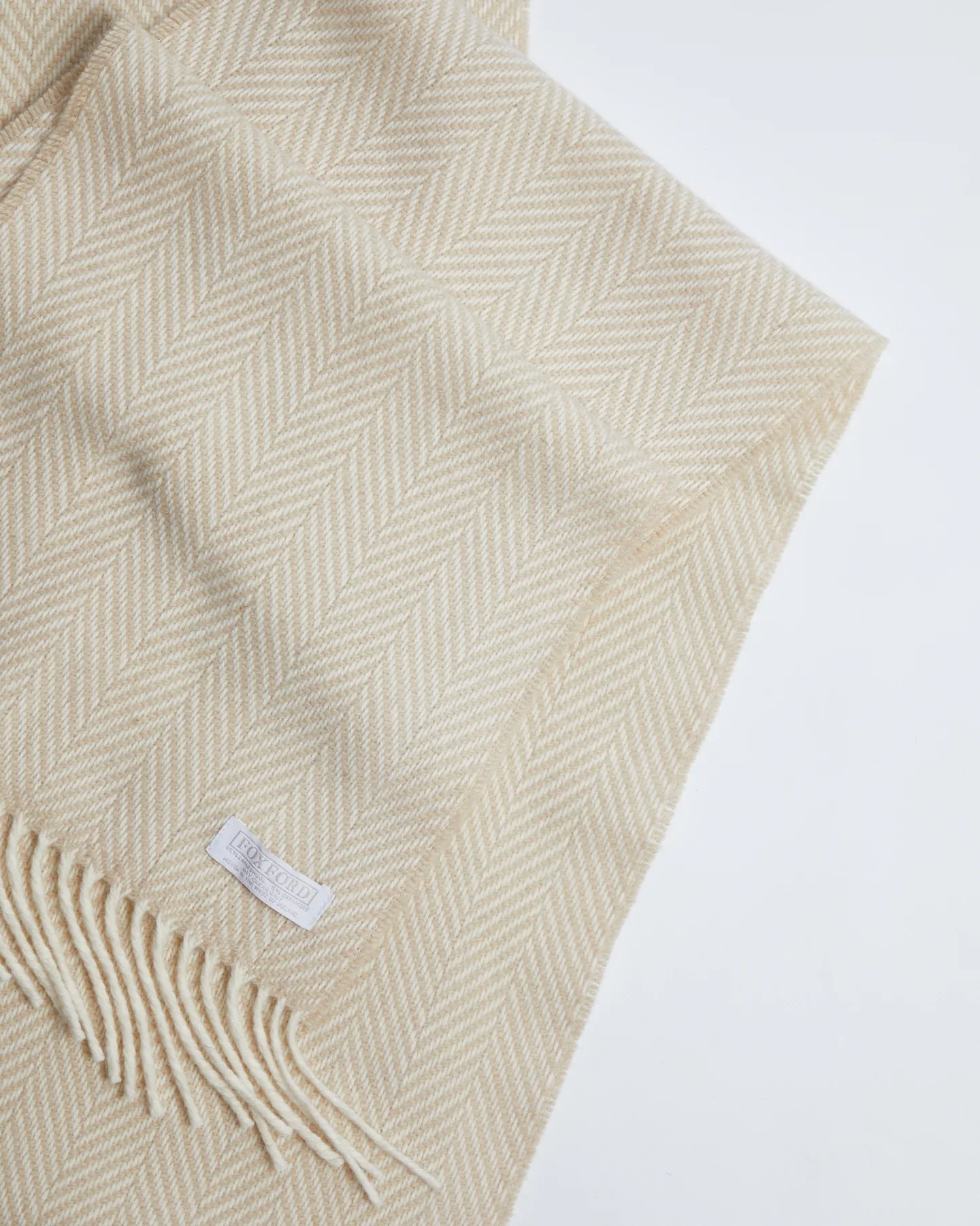 Foxford Bone Herringbone Cashmere Blend Scarf - Image 2