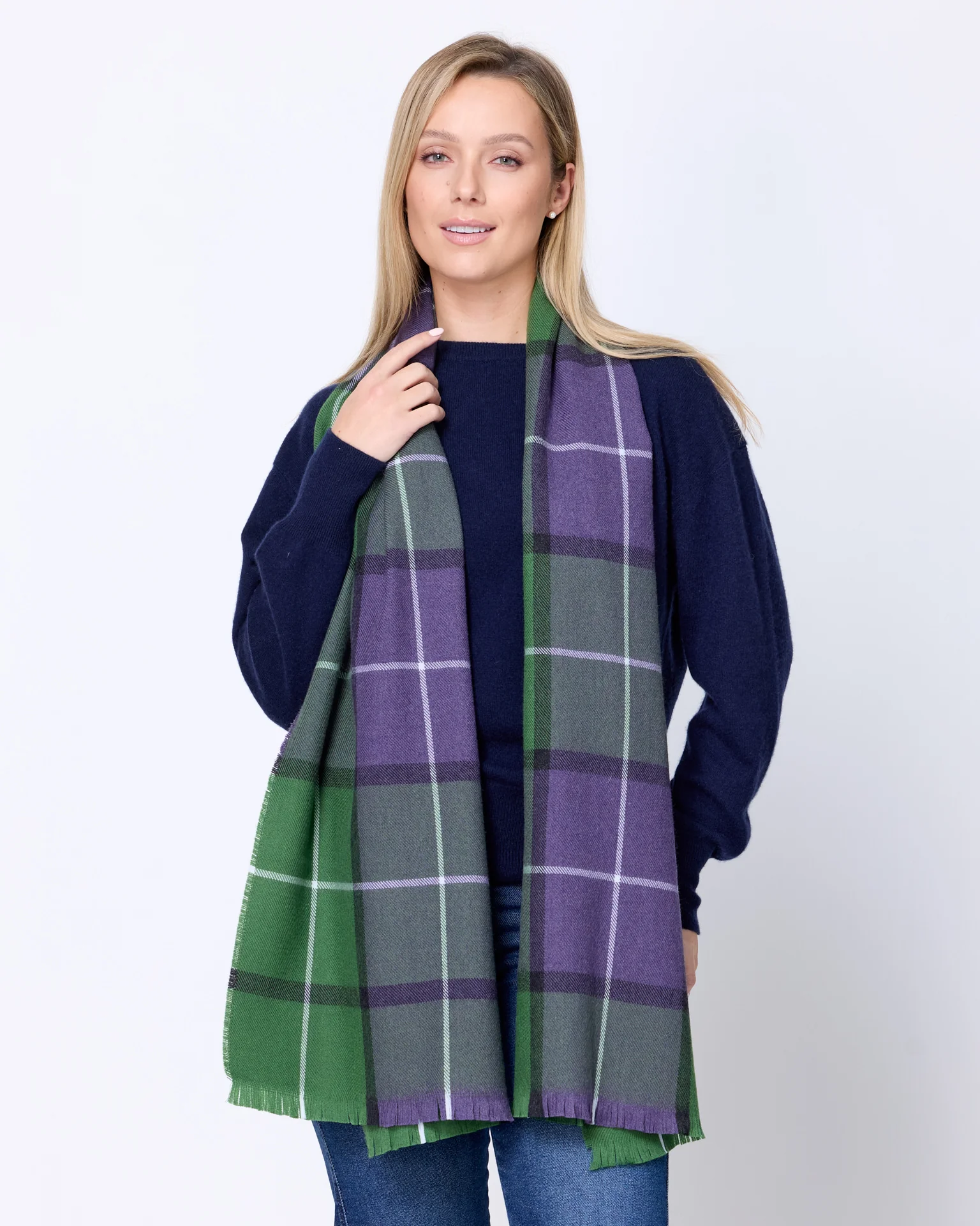 Foxford Connemara Tartan Extra-Fine Merino Scarf - Image 4