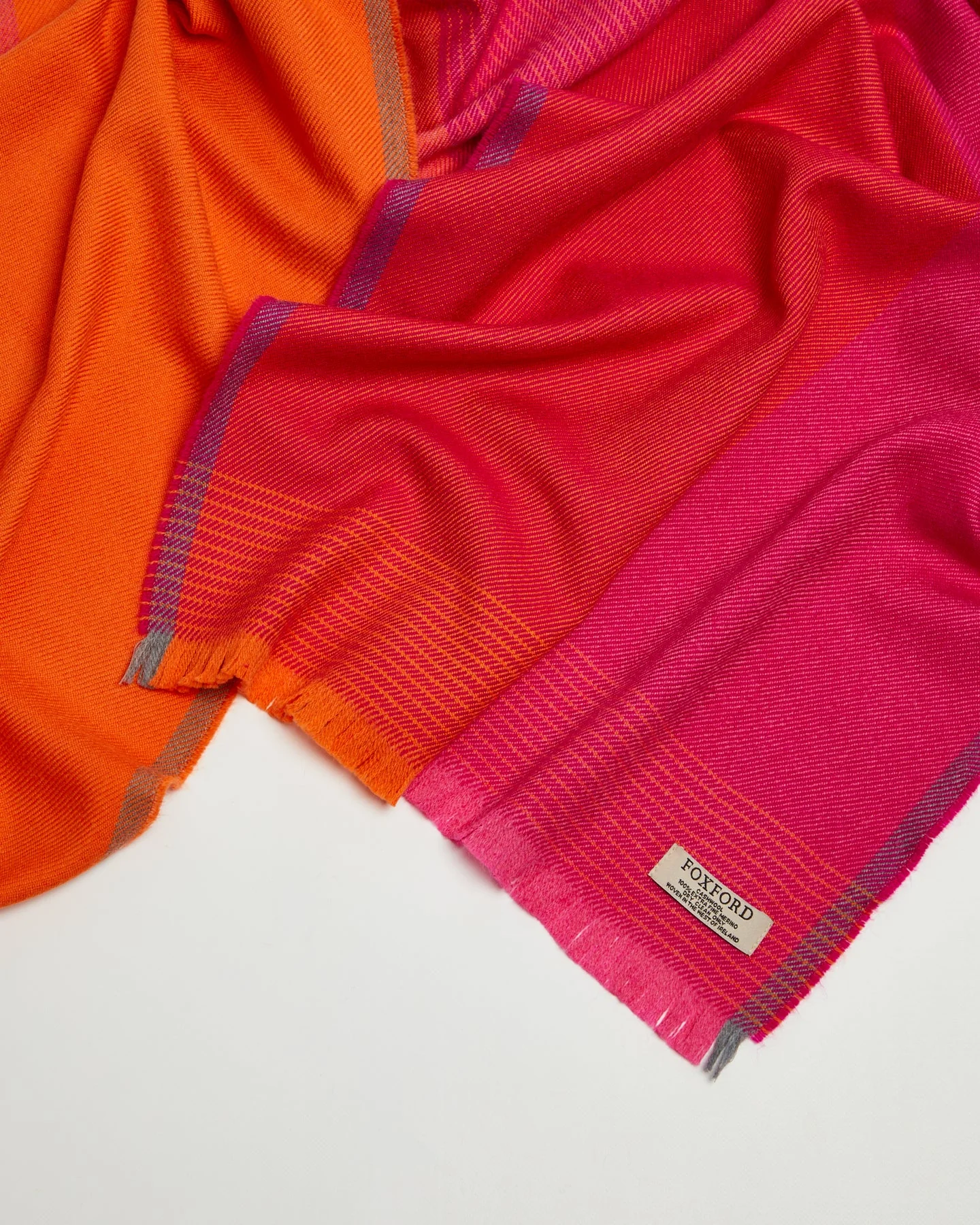 Foxford Orange & Pink Extra-Fine Merino Scarf - Image 3