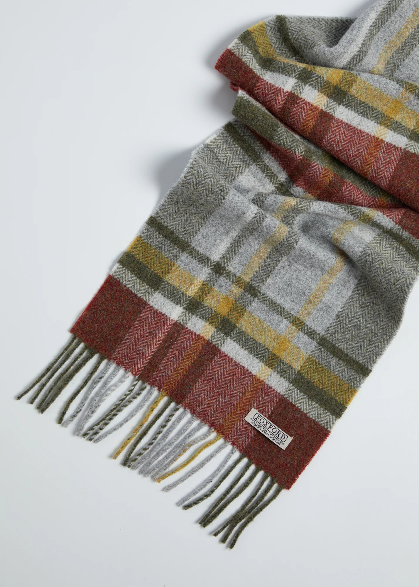Foxford Rust Tartan Lambswool Scarf - Image 2
